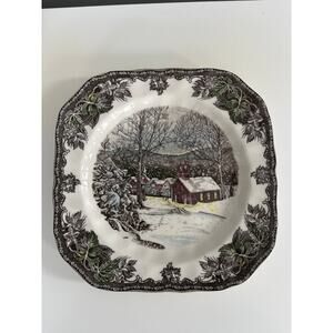 Johnson Bros. Friendly Village Autumn School House Square Salad Plate